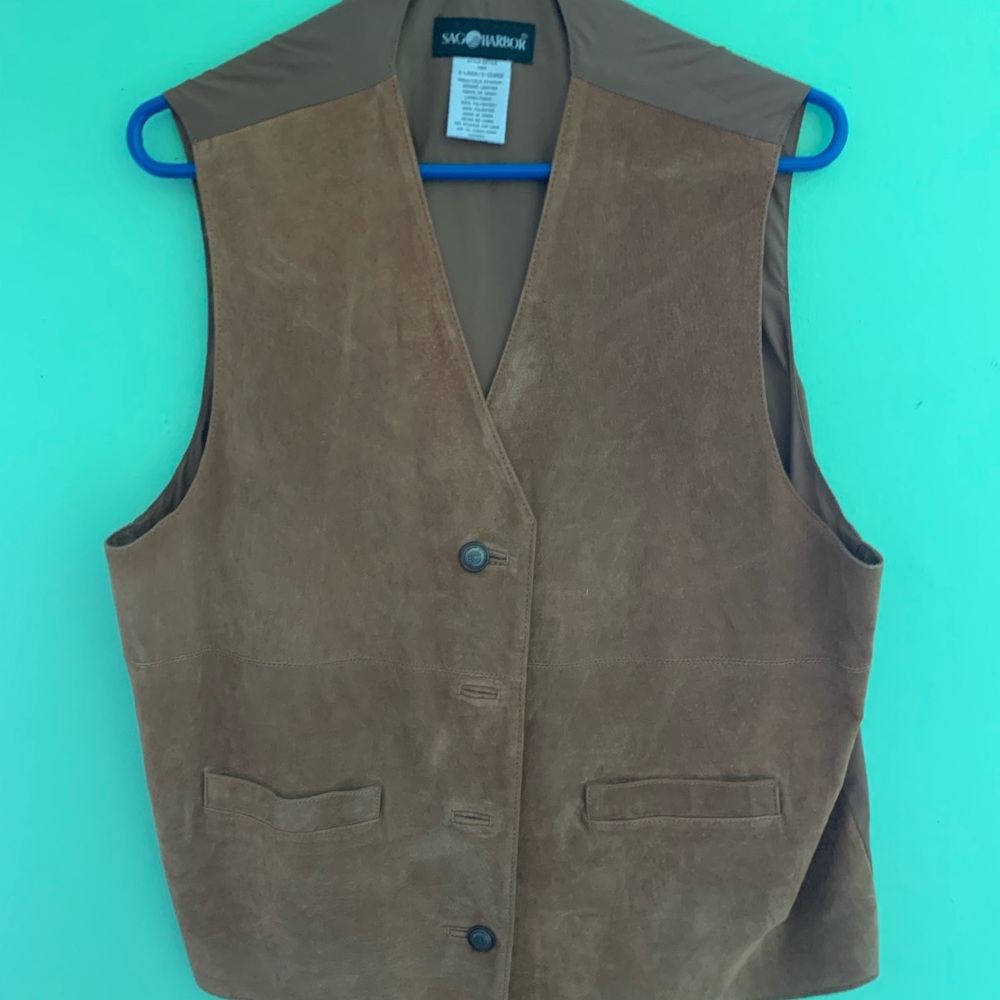 Sag Harbor Leather vest NEW